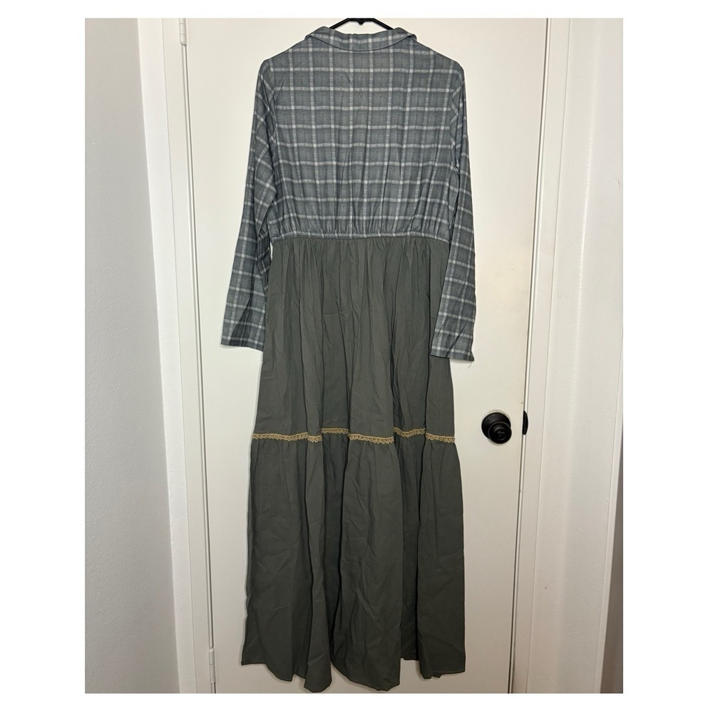 Plaid Button-Up Maxi Dress - Picture 2 of 3